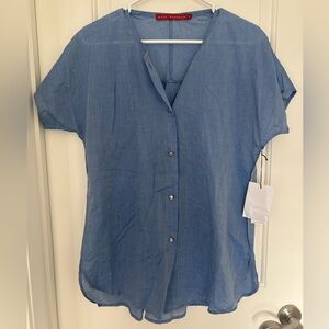 Blue Women's Button Down Top by Ryan Roberts Lightweight & Flowy NWT Small